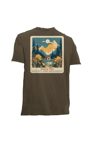 Mt. Discernment • Front and Back • Cotton Tee • Made in USA • Ringspun Supima